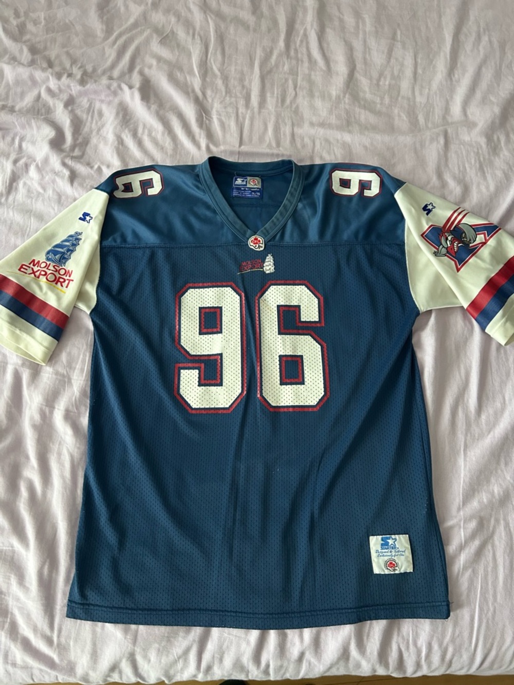 Vintage Starter Montreal Alouettes Jersey XLarge Blue CFL Vintage Football